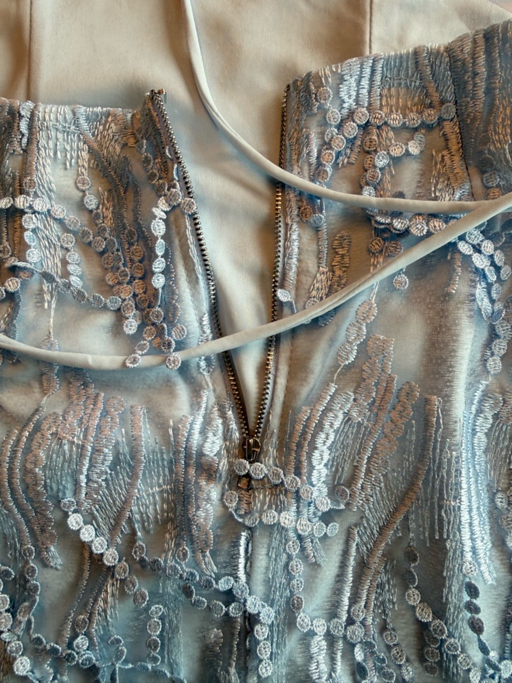 Lulu's Making Magic Light Blue Fringe Lace Up mini Dress - size small - Picture 6 of 10